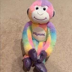 Dollywood Rainbow Plush Monkey Toy nwot Velcro hands